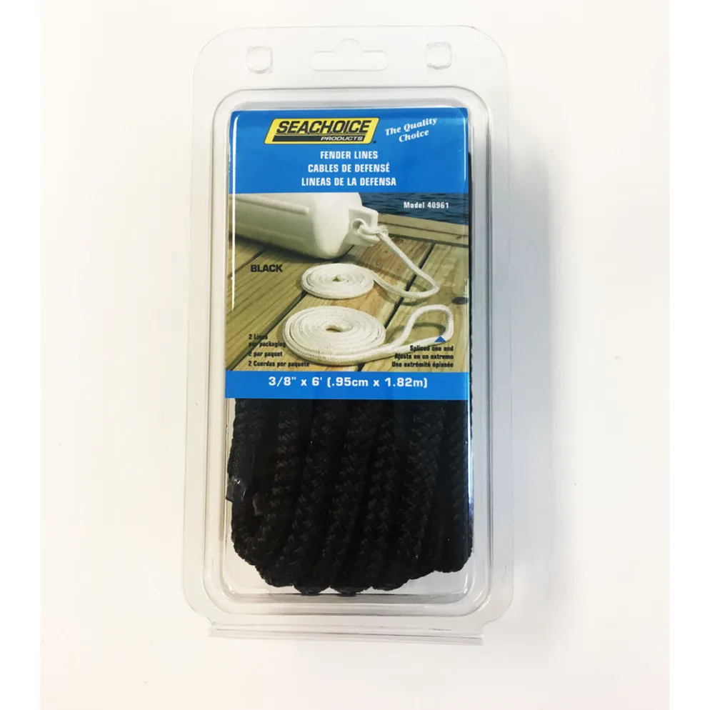 Seachoice Fender Lines 3/8" x 6' (Black)